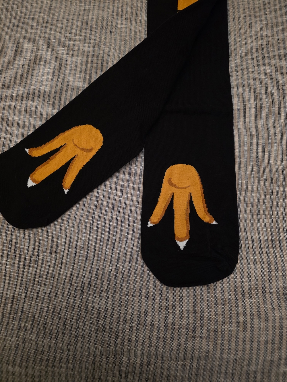 New Funny Black & Orange Novelty High Socks - Bird Chicken Turkey Leg Design - Picture 2 of 4